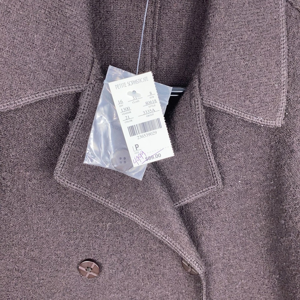 NWT Petite Sophisticate Double Breasted Wool Jacket Women's 3 Brown Quiet Luxury - Picture 3 of 8